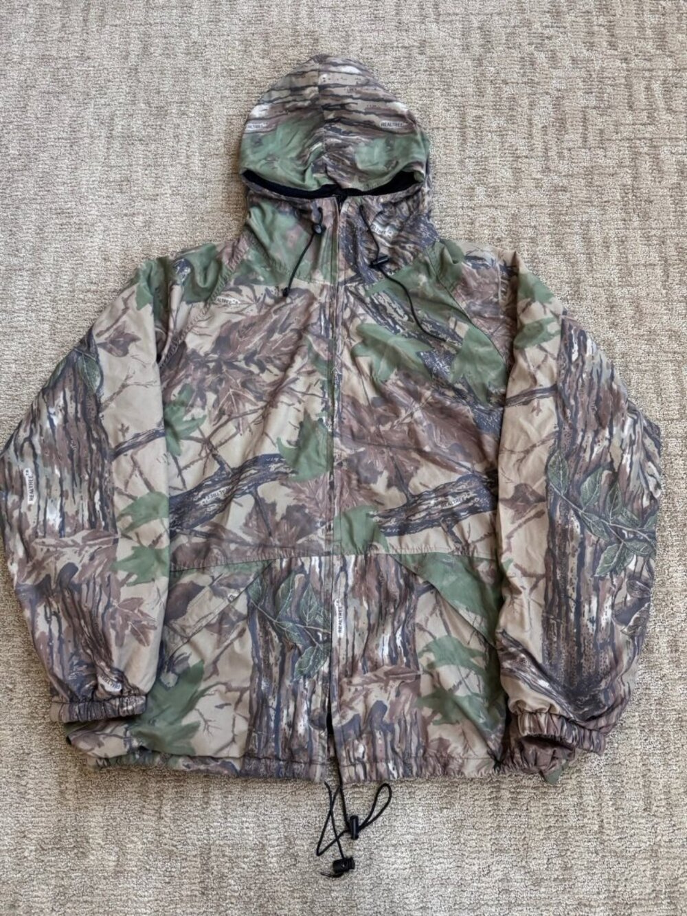 VTG Walls Realtree Hunting Camo Windbreaker Jacket Waterproof Full Zip Hood 3X